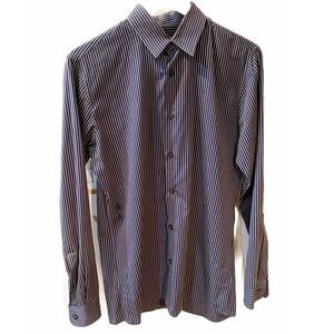 Men's Dress Shirt Hugo Boss Sharp Long Sleeve Button-Down Shirt Stripe VINTAGE